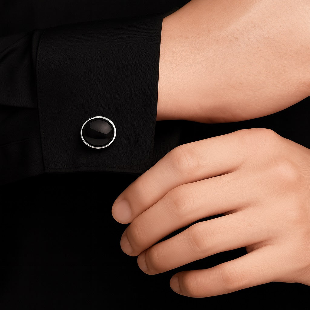 Oval Black Onyx Cufflinks – Sterling Silver