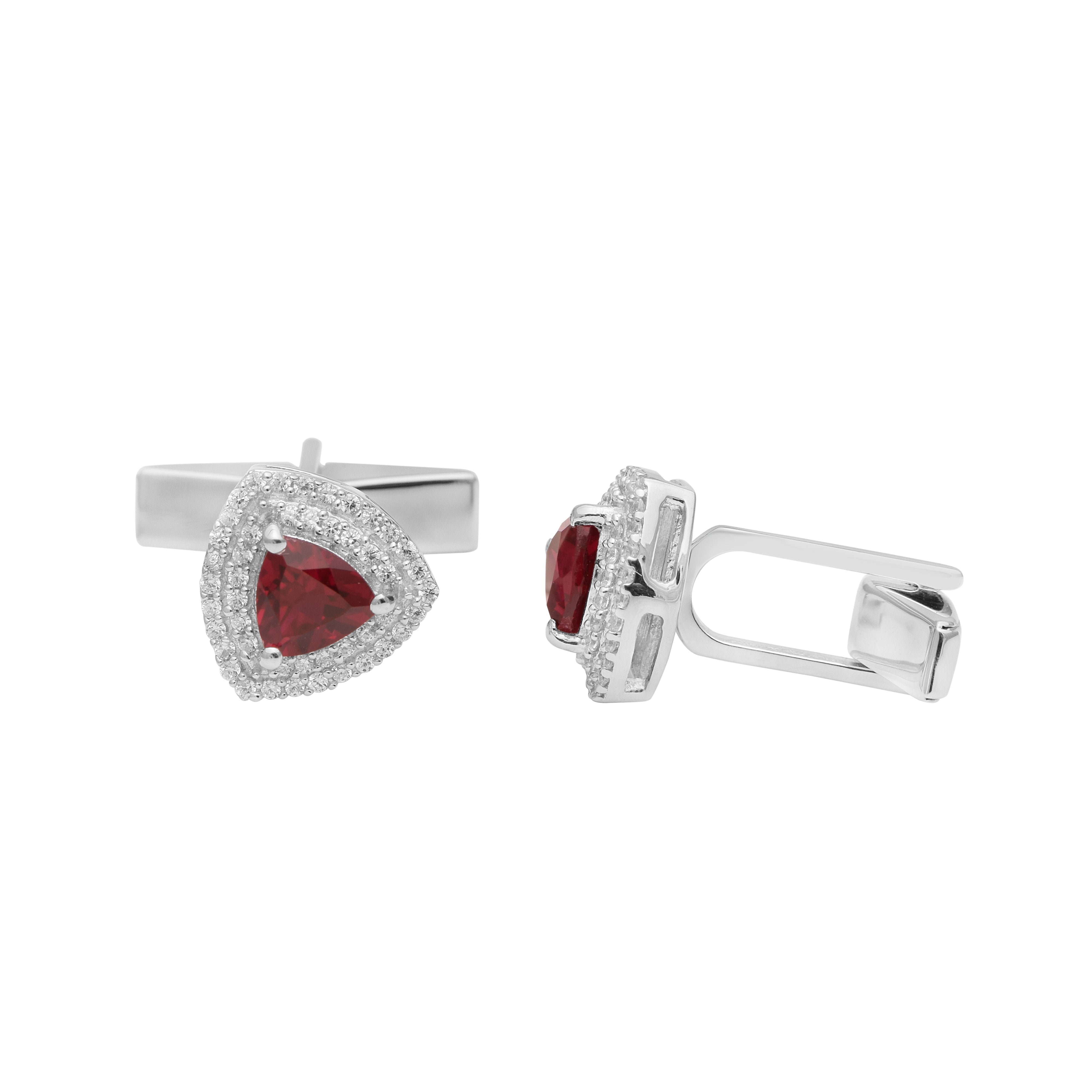 Red Garnet Trillion Cufflinks – Sterling Silver