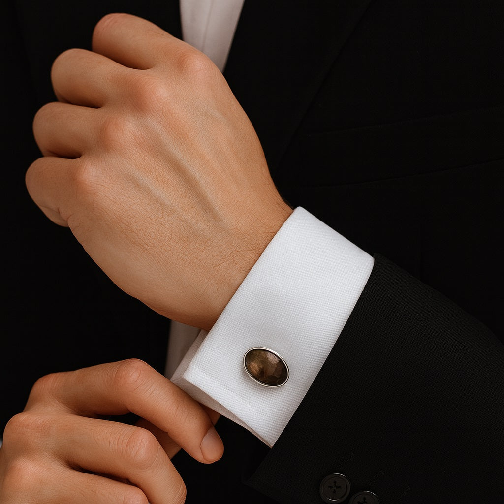 Labradorite Oval Cufflinks – Sterling Silver