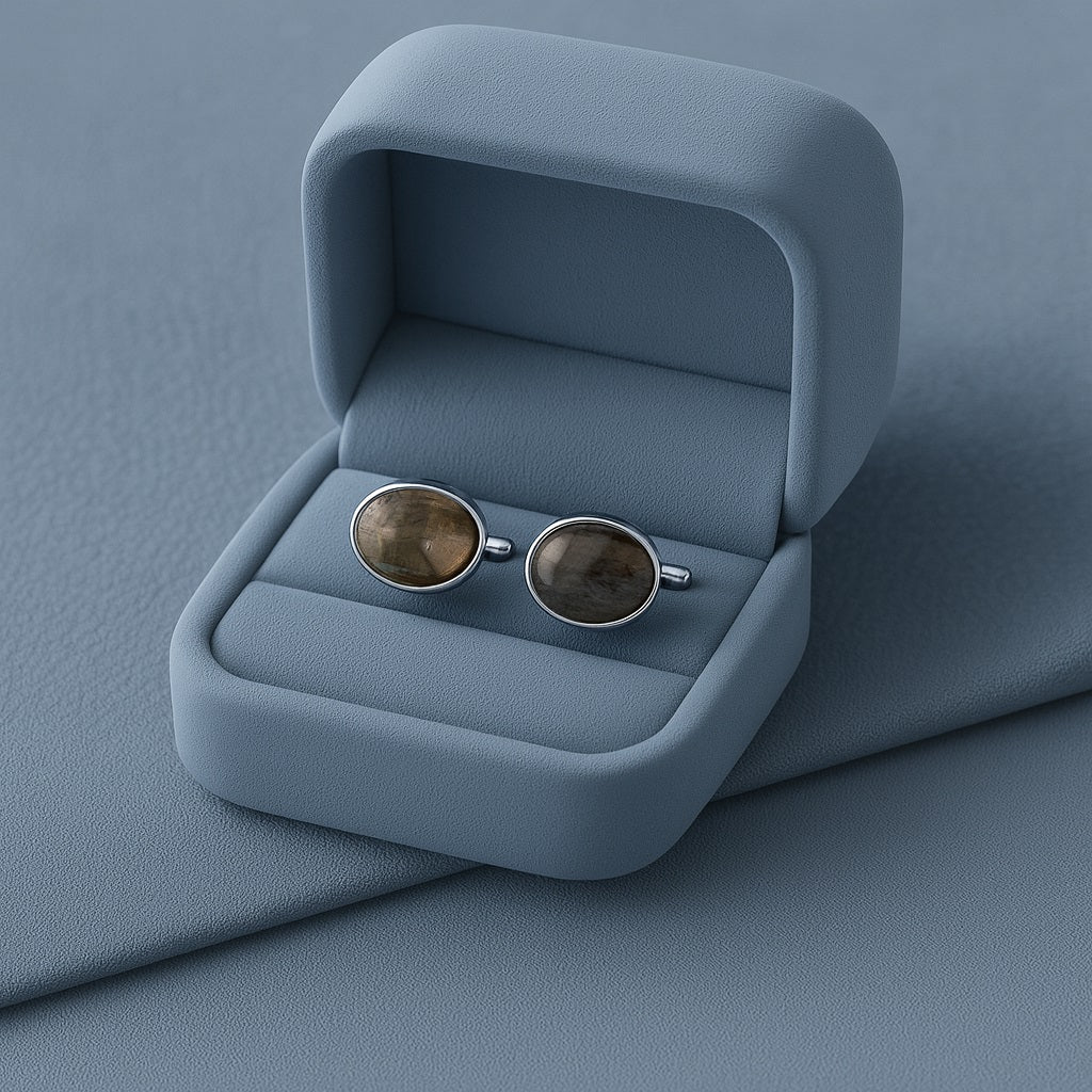 Labradorite Oval Cufflinks – Sterling Silver