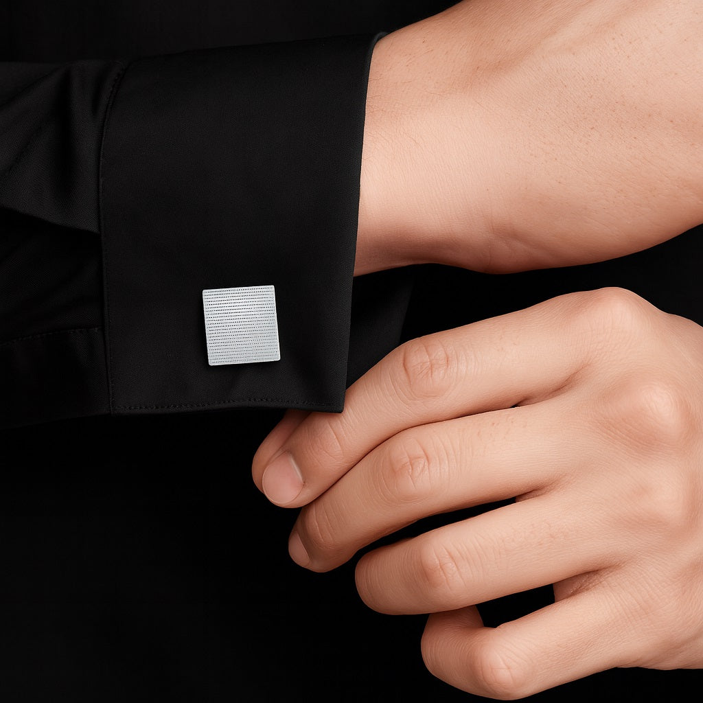 Textured Square Cufflinks – Sterling Silver
