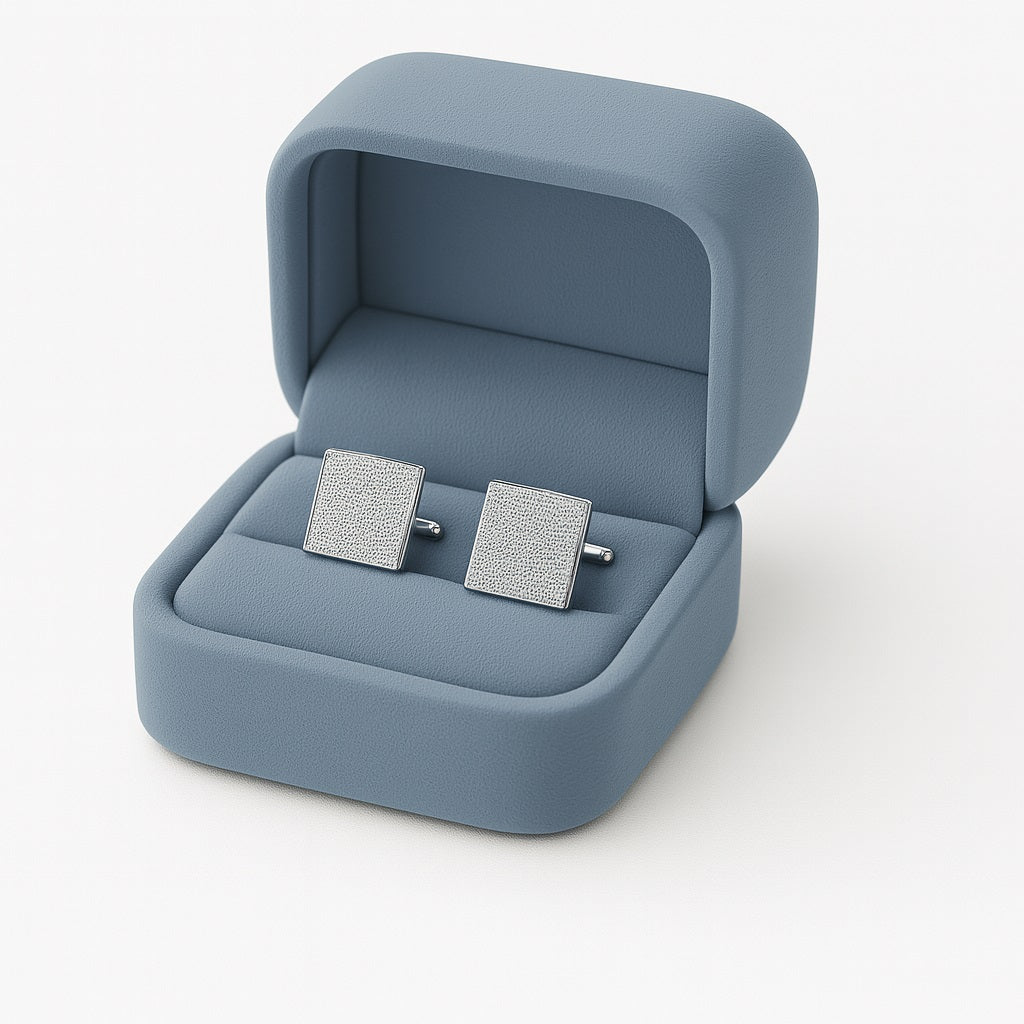 Textured Square Cufflinks – Sterling Silver