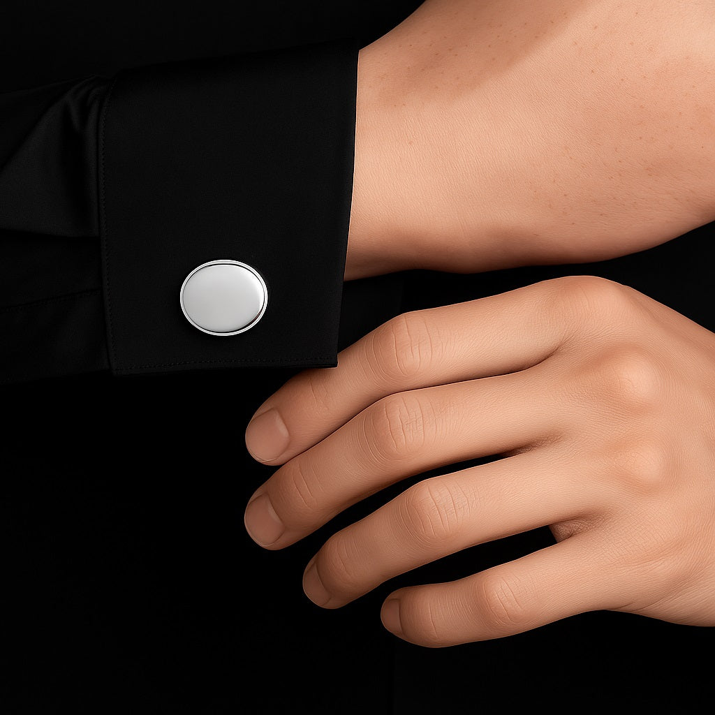 Plain Round Cufflinks - Sterling Silver