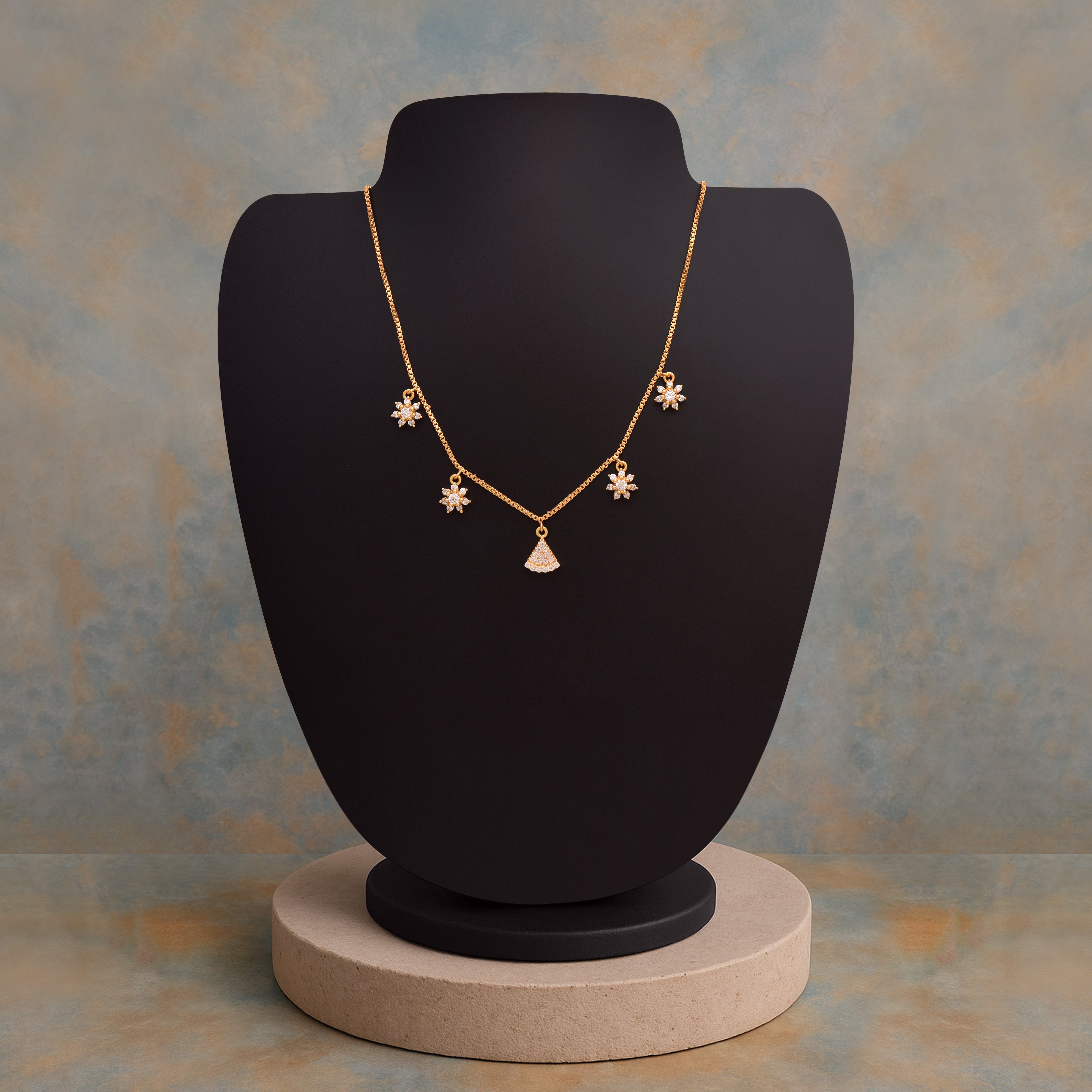 Starburst & Fan Charm Gold Vermeil Necklace - Sterling Silver