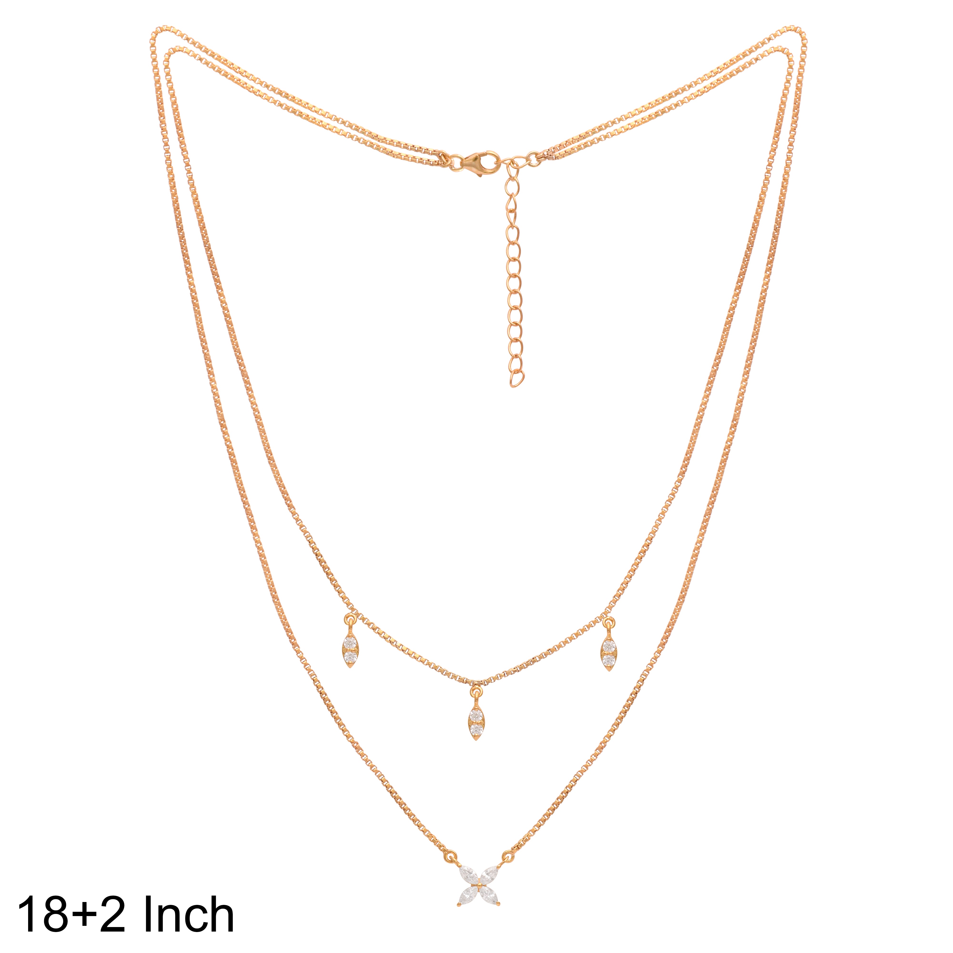 Double Layer Chic Design Gold Vermeil Necklace - Sterling Silver