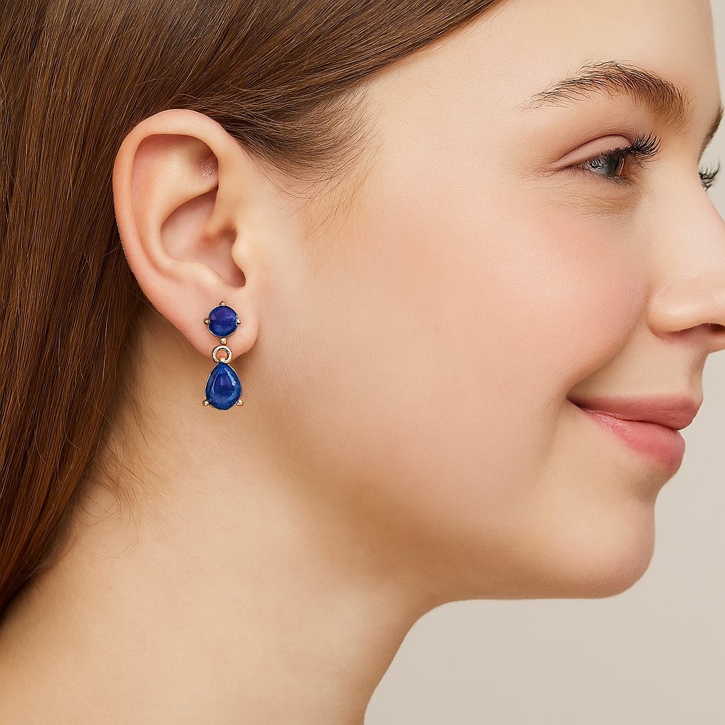Blue Sapphire Dangle Earrings - Sterling Silver