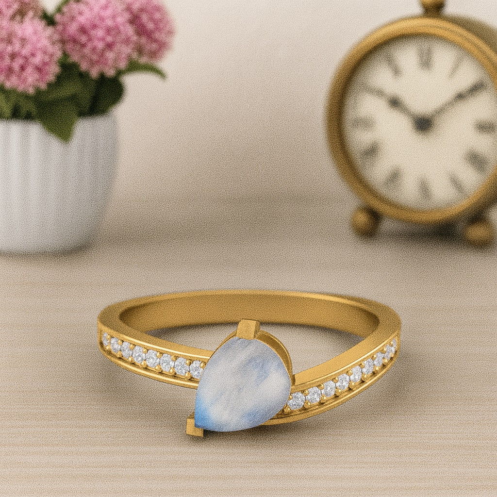Moonstone Elegant Bypass Band Ring – Sterling Silver