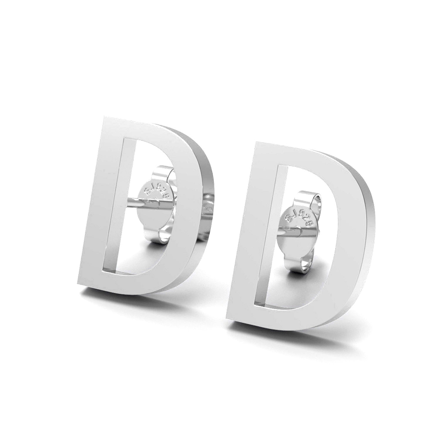 Initial "D" Monogram Stud Earring – Sterling Silver