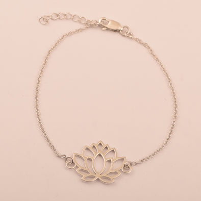 Shine Jewel Pure Silver Lotus Shape Rhodium 925 Sterling Silver Bracelet 2.848 gm