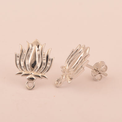 Shine Jewel Pure Silver Lotus Shape Rhodium 925 Sterling Silver Earring 2.5 gm