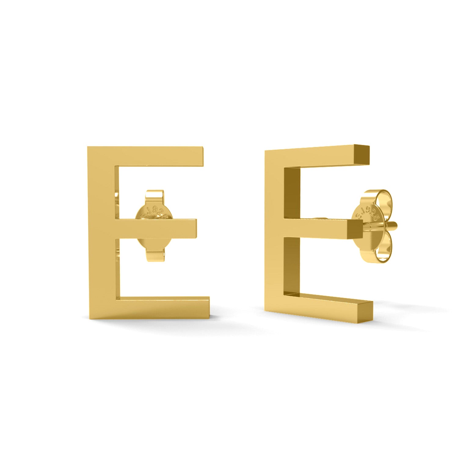 Initial "E" Monogram Stud Earring – Sterling Silver