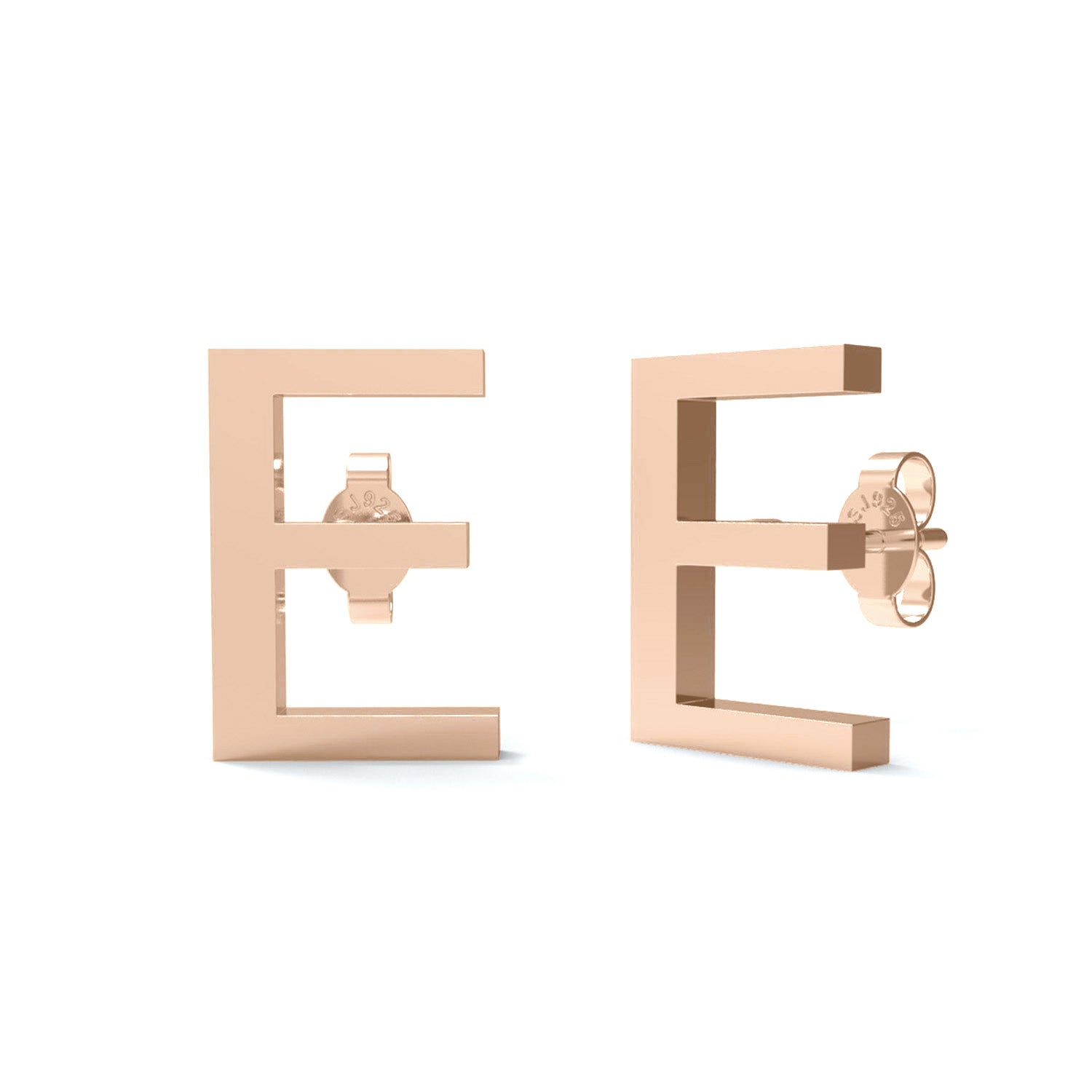 Initial "E" Monogram Stud Earring – Sterling Silver