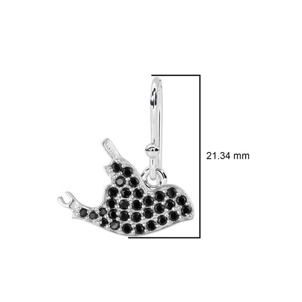 925 Sterling Silver Black Spinel Gemstone Sparrow Dangle Earrings For Women Flying Bird Earrings