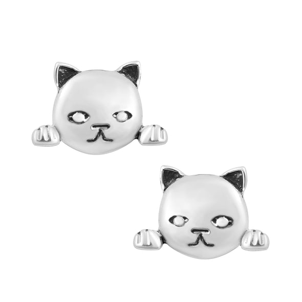 Unique Cat Face Earrings 925 Sterling Silver Animal Earrings For Women Cat Studs Earrings