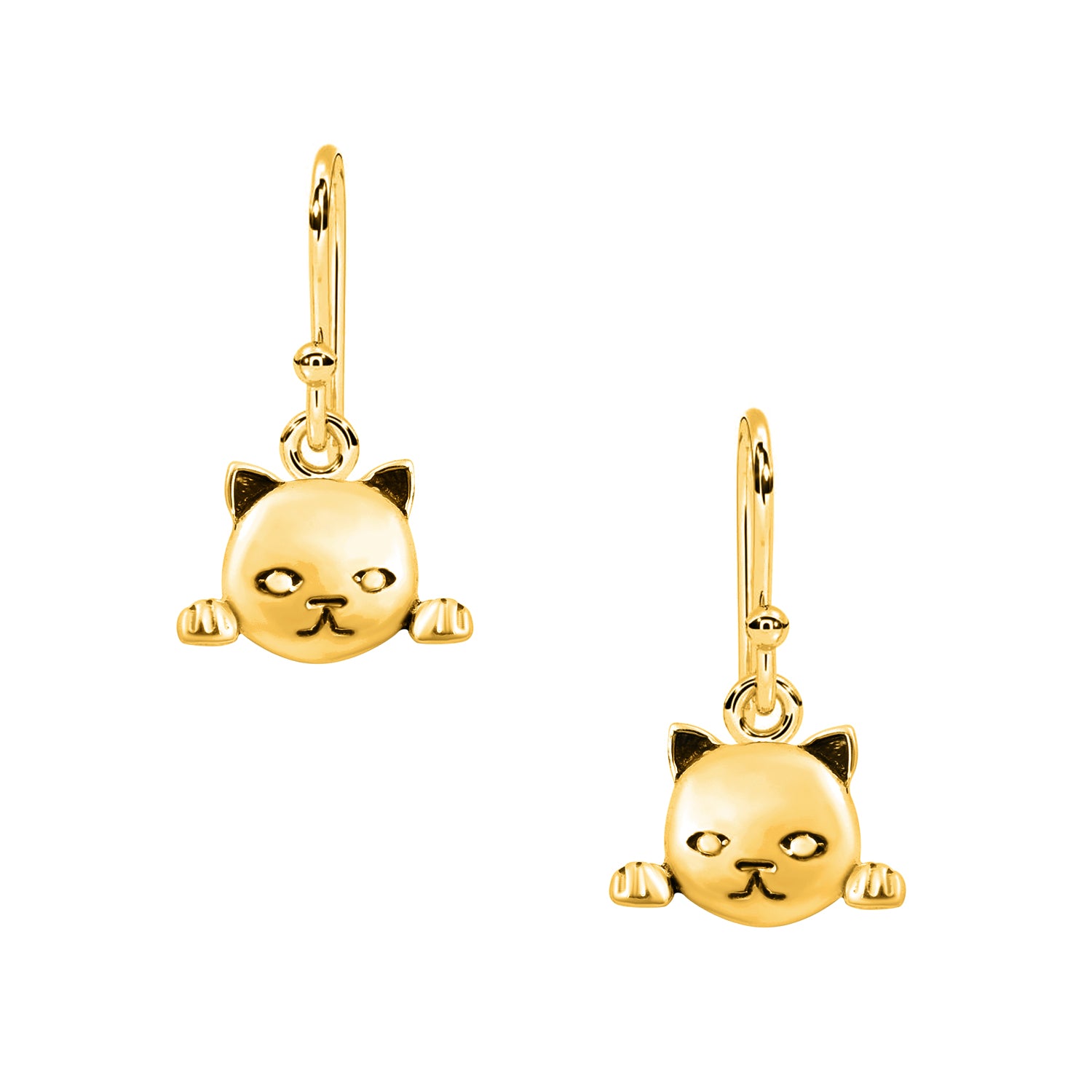 Unique Cat Face Earrings 925 Sterling Silver Animal Earrings For Women Cat Dangle Earrings
