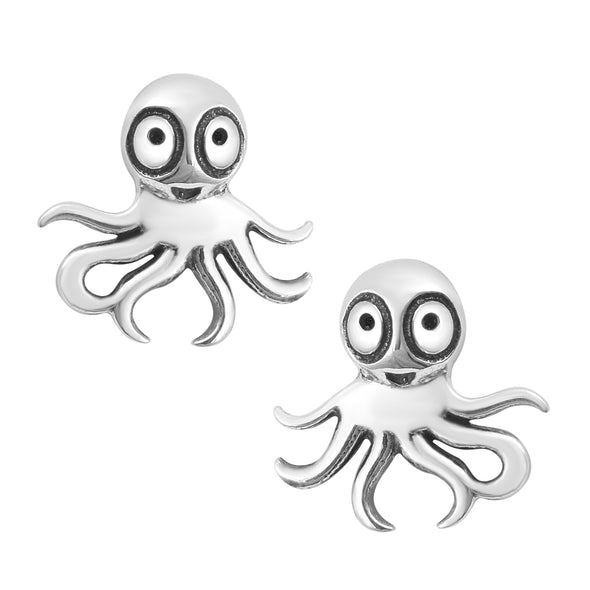 Solid 925 Sterling Silver Octopus Earrings For Women Animal Lover Studs Earrings Unique Octopus Earrings