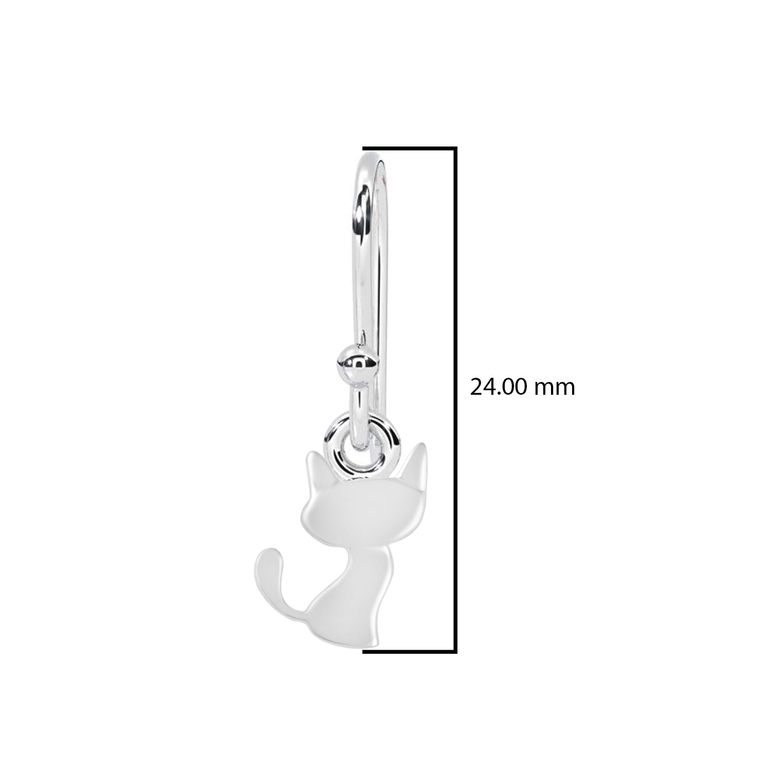 Whimsical Sitting Cat Silhouette Dangle Earrings - Sterling Silver