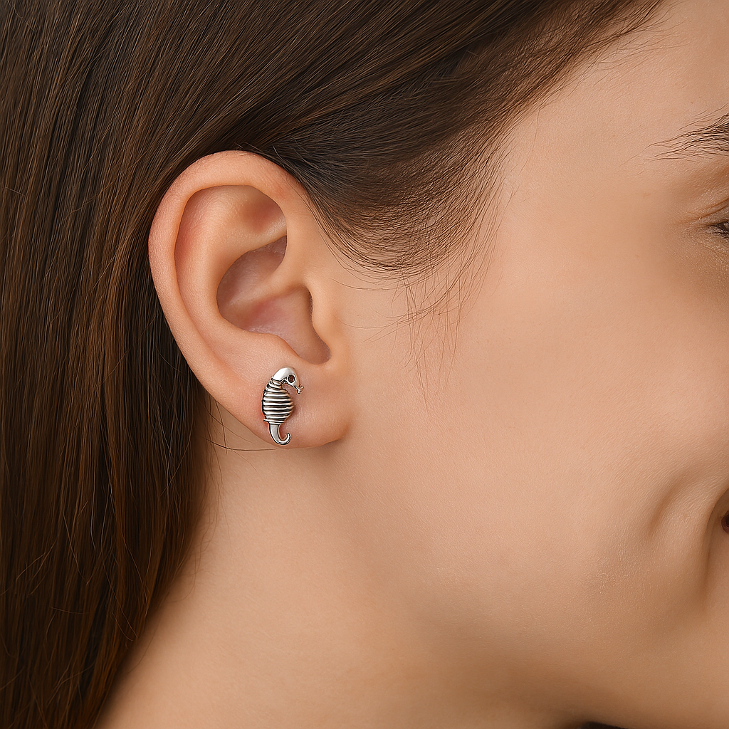 Seahorse Stud Earrings - Sterling Silver
