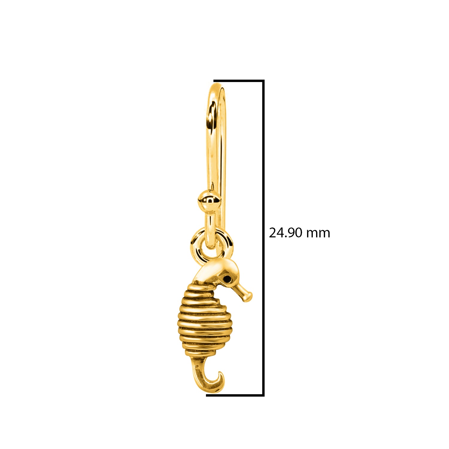 Seahorse Charm Drop Earrings – Nautical Silver Design - Sterling Silver
