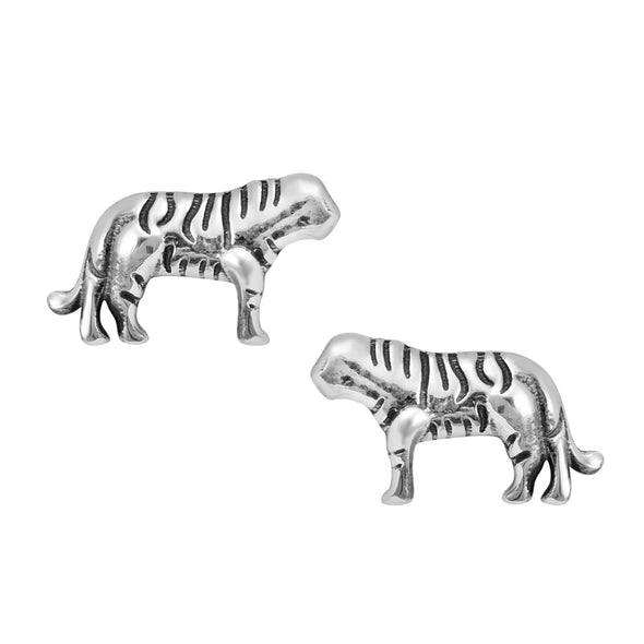 Handmade Silver Tiger Stud Earrings 925 Silver Cute Animal Stud Tiger Earrings Animal Jewelry