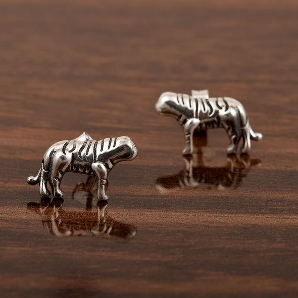 Handmade Silver Tiger Stud Earrings 925 Silver Cute Animal Stud Tiger Earrings Animal Jewelry