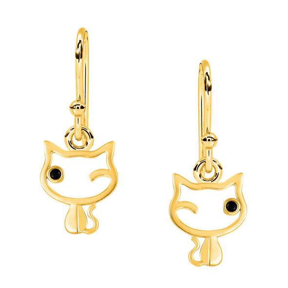 Cute Cat Dangle Earrings For Women Solid 925 Sterling Silver Animal Earrings Unique Lovely Earrings