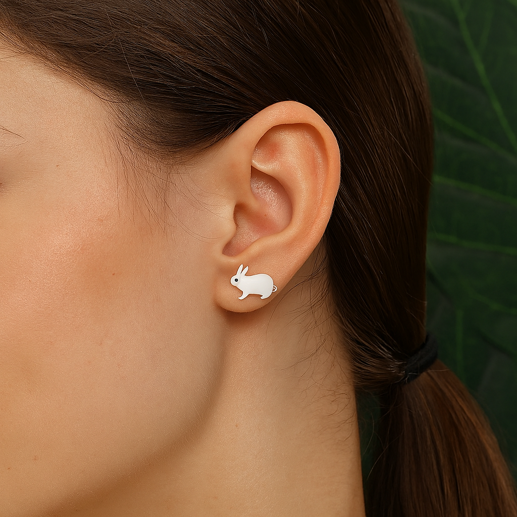 Bunny Rabbit Stud Earrings - Sterling Silver