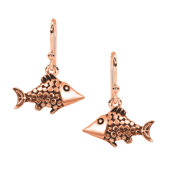 925 Sterling Silver Oxidized Plated Cute Fish Dangle For Women Animal Lovers Earrings Fish Jewelry