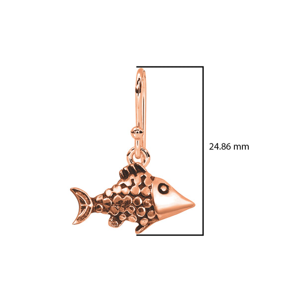 925 Sterling Silver Oxidized Plated Cute Fish Dangle For Women Animal Lovers Earrings Fish Jewelry