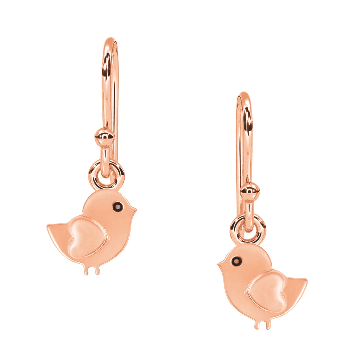 Charming Bird Dangle Earrings - Sterling Silver