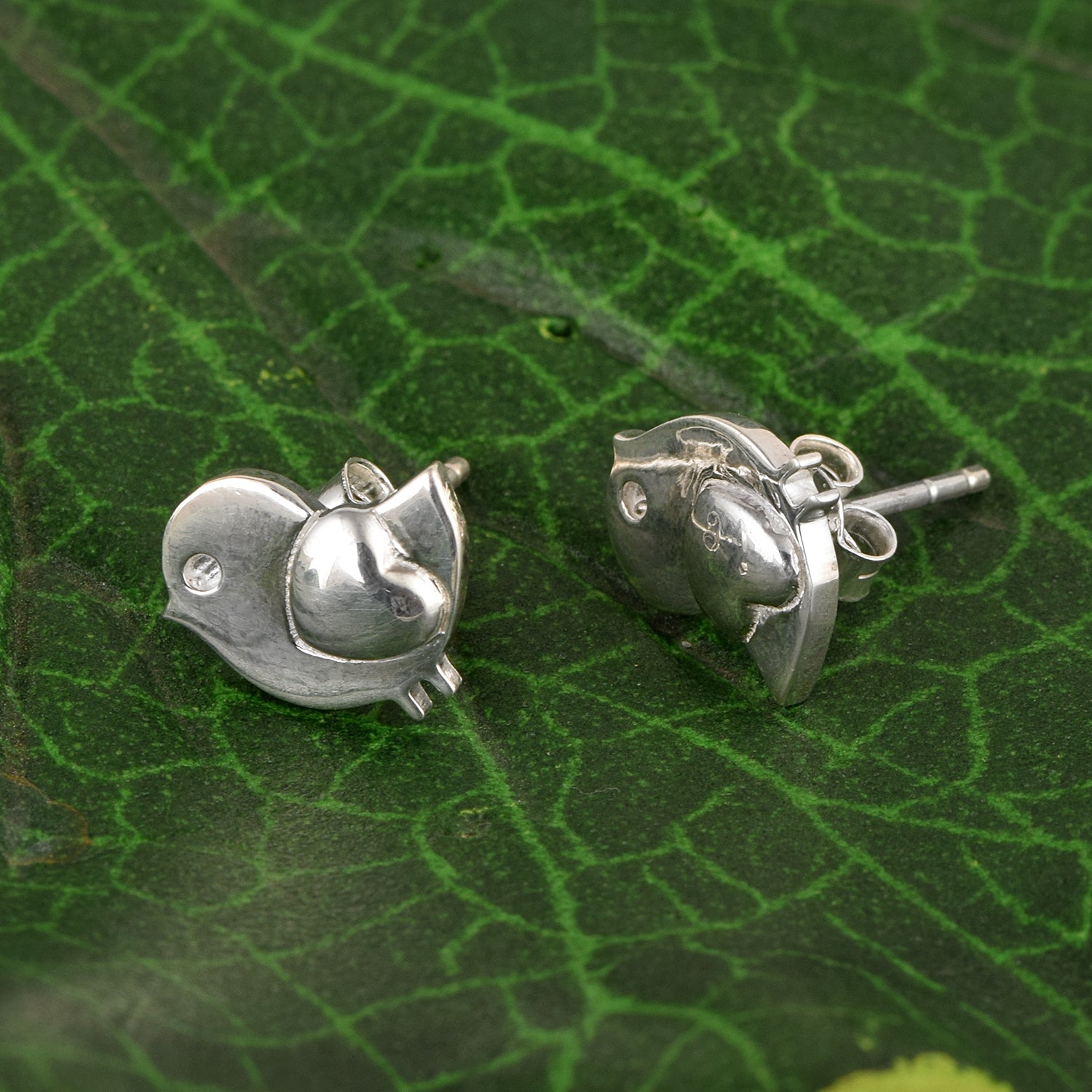 Bird Stud Earrings - Sterling Silver