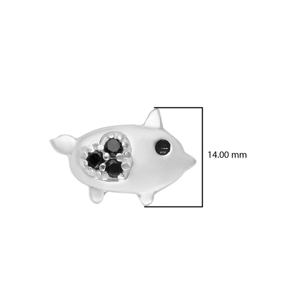 Pig Studs Earrings For Women 925 Sterling Silver Cute Animal Earrings Black Spinel Stone Earrings