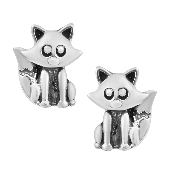 Silver Fox Stud Earrings 925 Sterling Silver Fox Earrings Wildlife Inspired Animal Jewelry