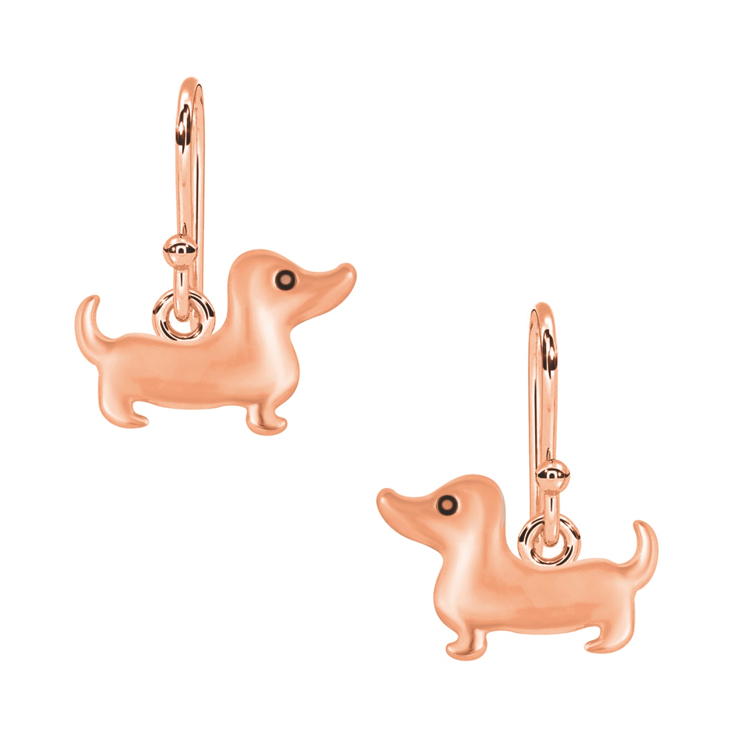 Dachshund Dog Dangle Earrings – Playful Puppy Design - Sterling Silver