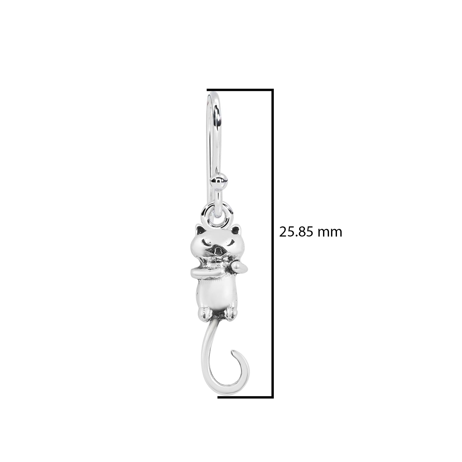 Whimsical Cat Hook Earrings - Sterling Silver