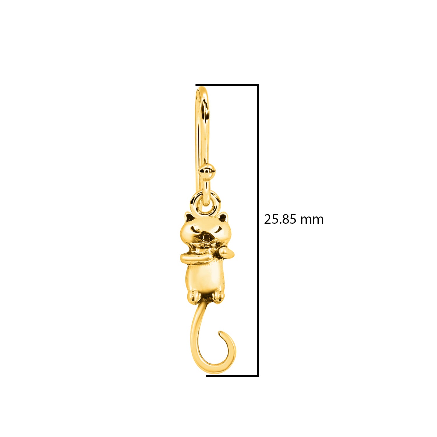 Whimsical Cat Hook Earrings - Sterling Silver