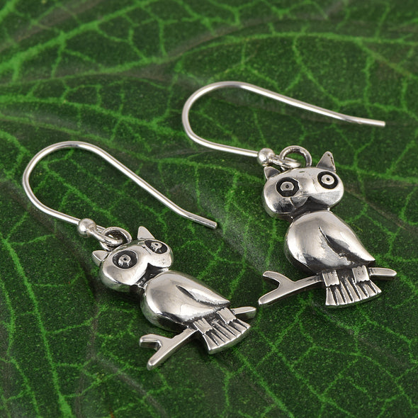 Owl Animal Earrings 925 Sterling Silver Hoop Earrings Unique Bird Earrings For Women
