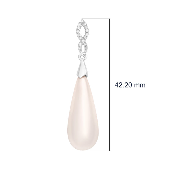 925 Sterling Silver Long Drop Pearl Earrings for Women – Teardrop Dangle with Cubic Zirconia Accents – Elegant Bridal Jewelry
