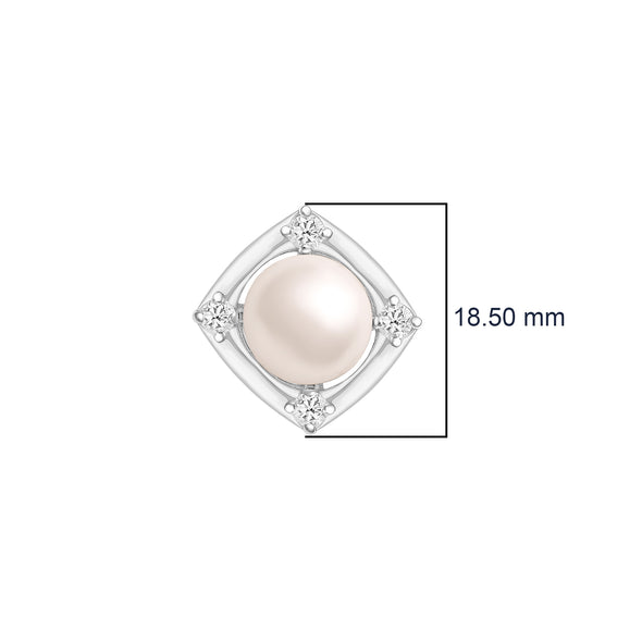 925 Sterling Silver 10MM Round Shape Pearl Gemstone 925 Sterling Silver Square Shape Solitaire Women Wedding Stud Earrings