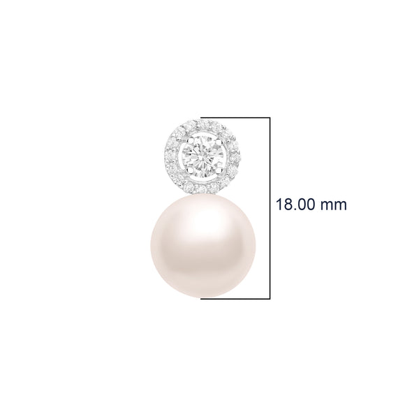 7.80 Ctw Round Shape Pearl Gemstone 925 Sterling Silver Halo Classic Women Wedding Stud Earrings