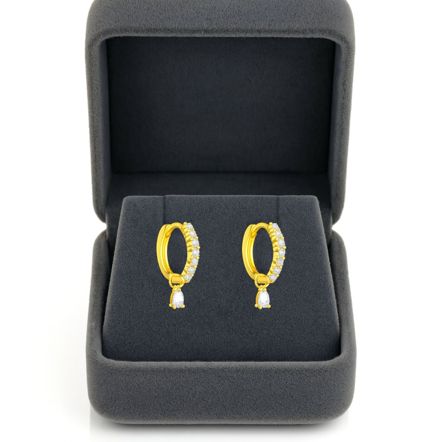 Pear Drop Dangle Earrings - Sterling Silver Yellow Plated