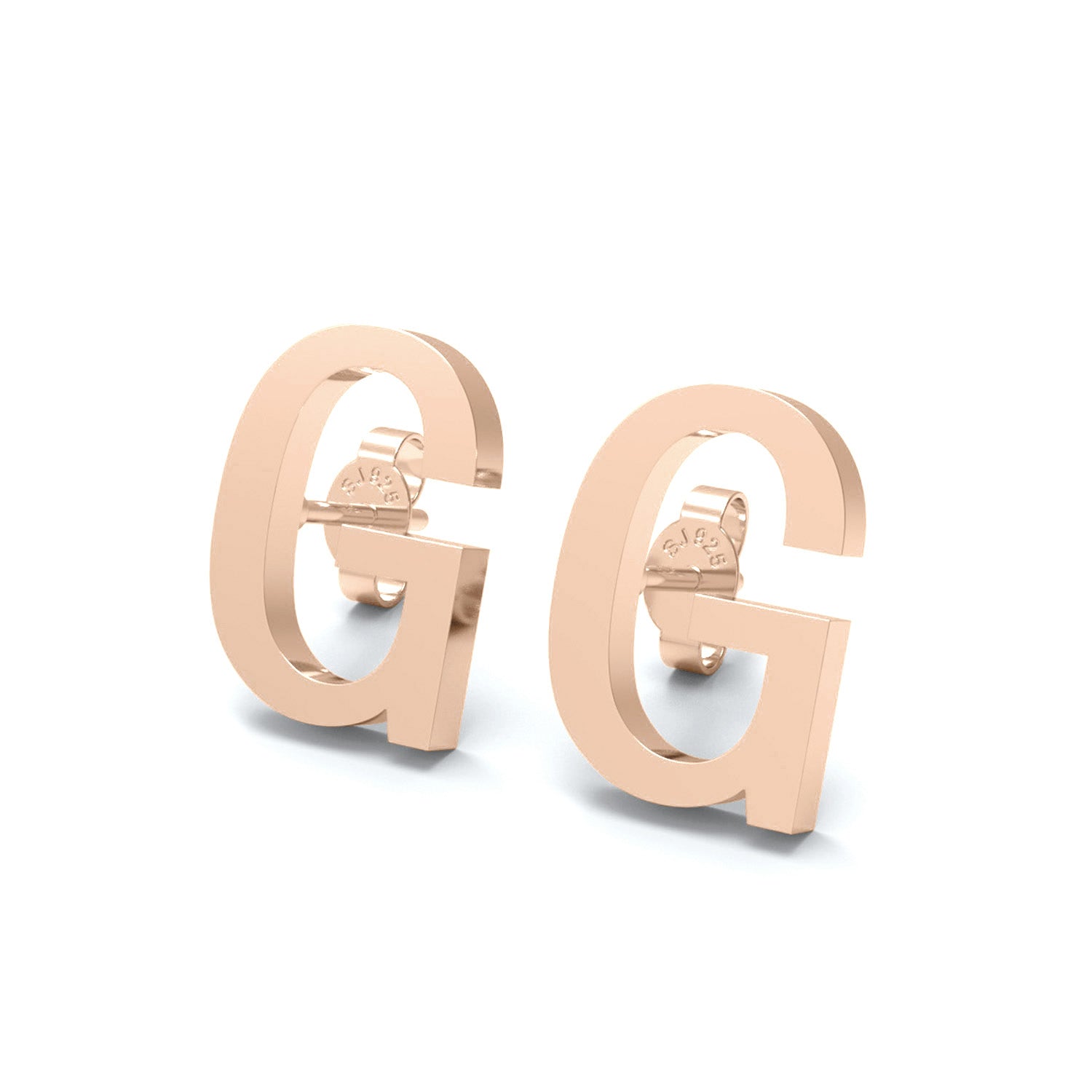 Orecchini a bottone con monogramma iniziale "G" – Argento Sterling