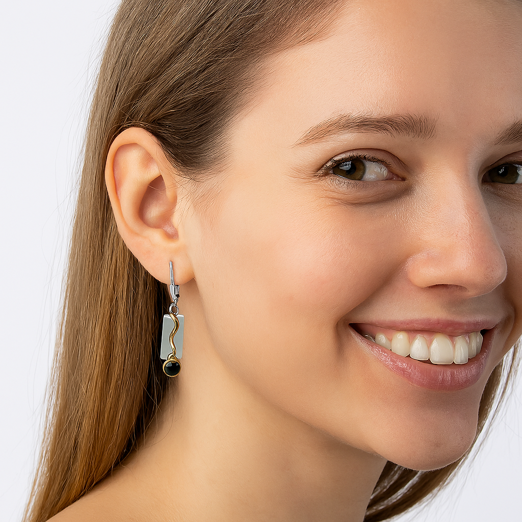 Black Spinel Dangle Earrings - Sterling Silver