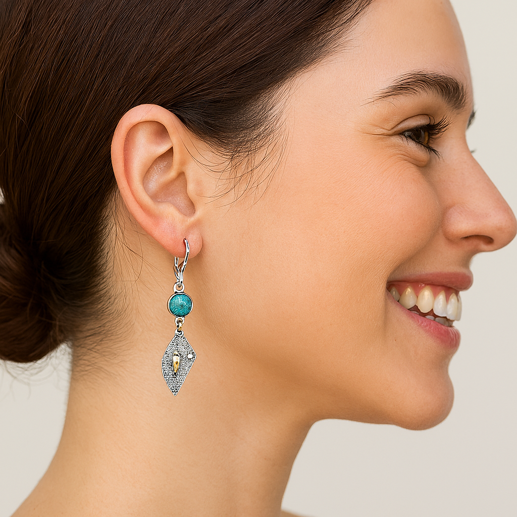 Turquoise Dangle Earrings - Sterling Silver