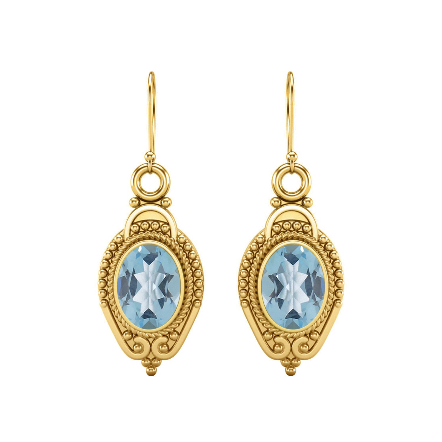 Aquamarine Vintage Milgrain Drop Design Earrings – Sterling Silver