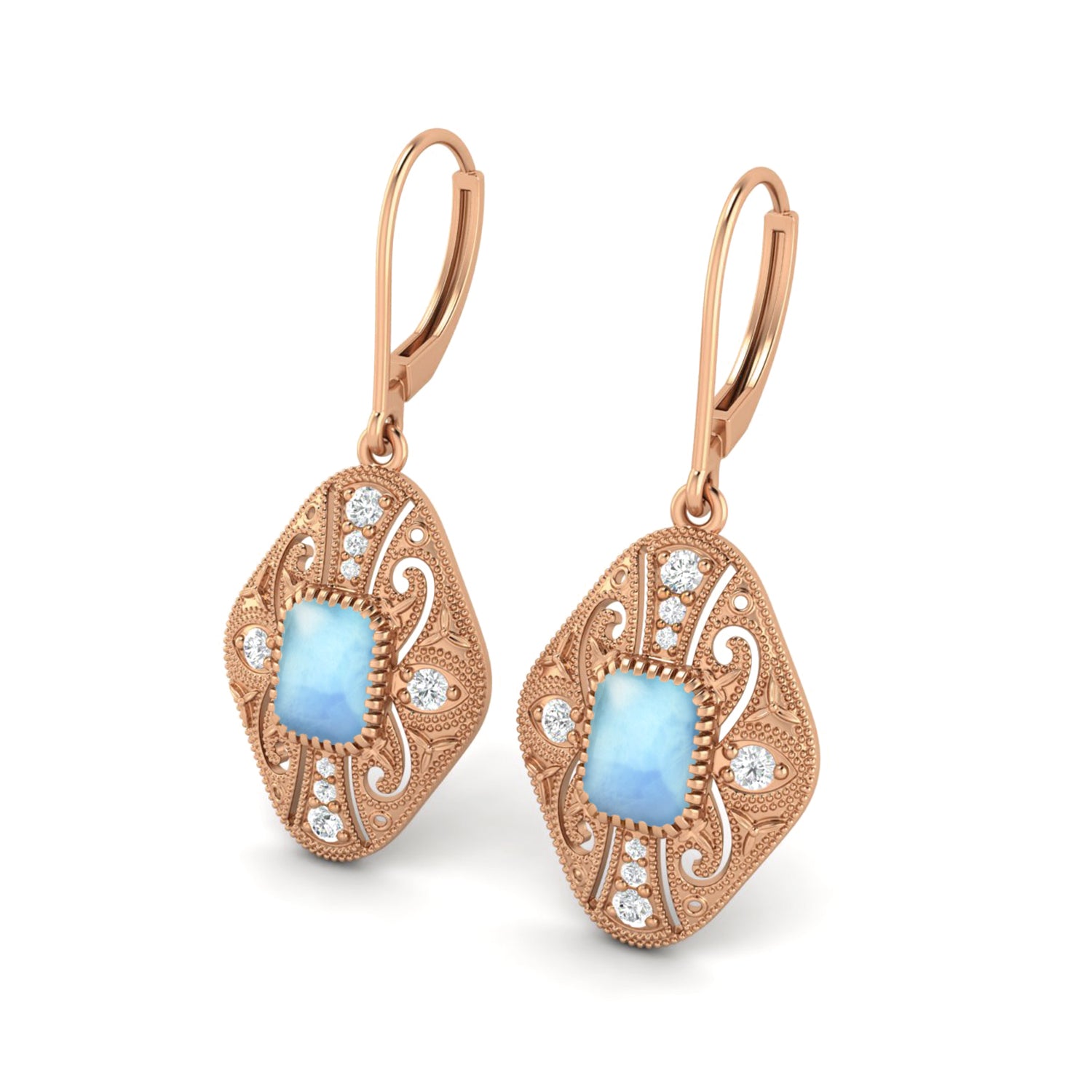 Orecchini pendenti in filigrana di Larimar