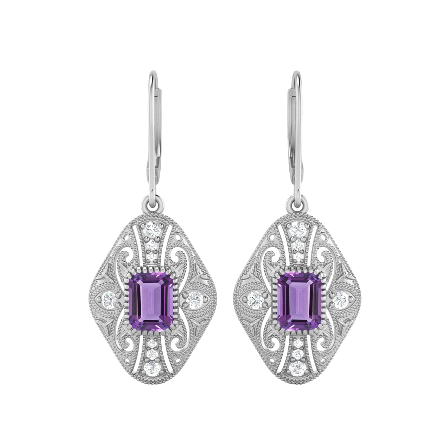 Amethyst Filigree Dangle Earrings