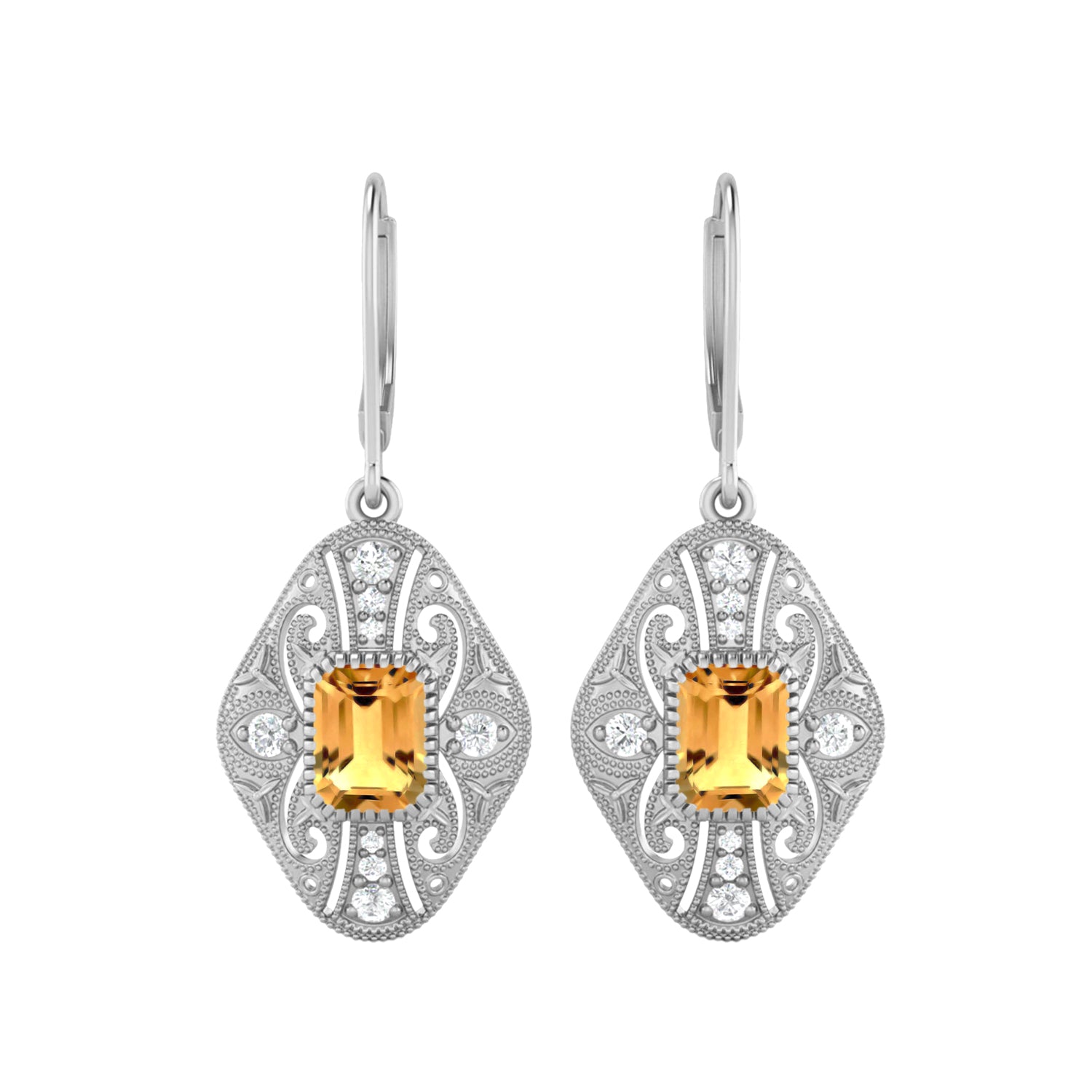 Citrine Filigree Dangle Earrings