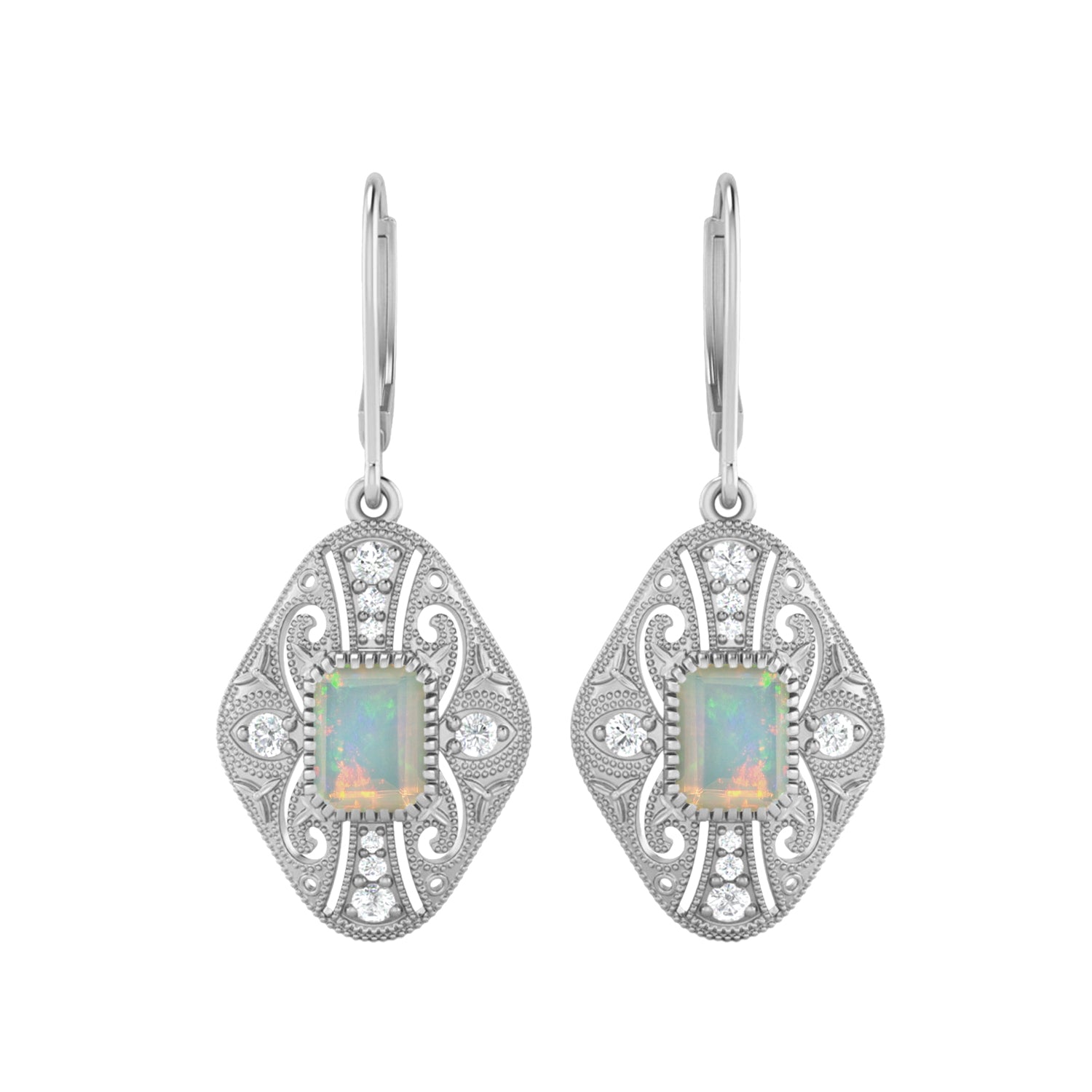 Opal Filigree Dangle Earrings