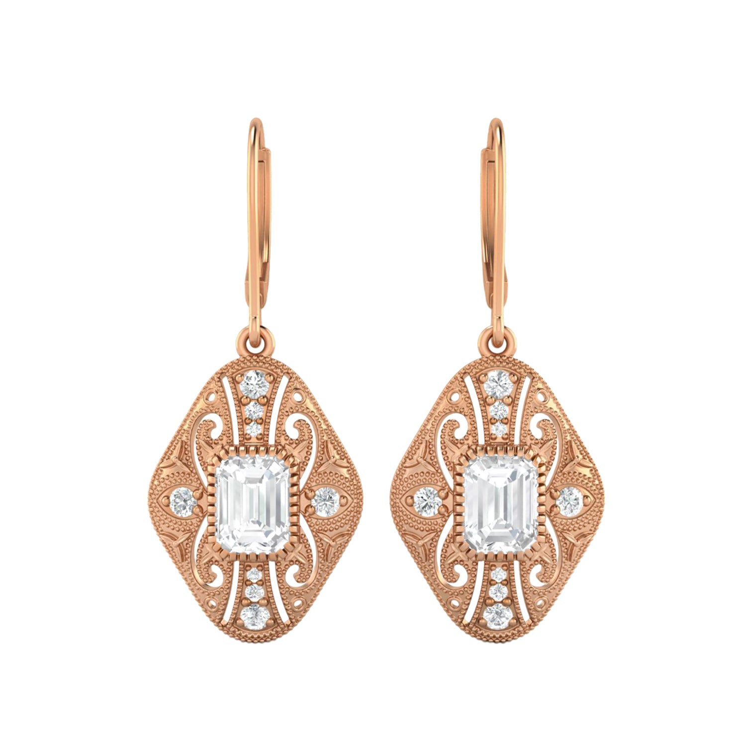 Moissanite  Filigree Dangle Earrings – Sterling Silver